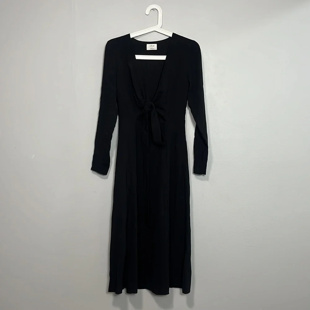 Aritzia Wilfred Aubagne Wrap Midi Dress Black Size 2 - Picture 2 of 6